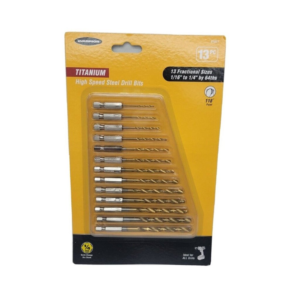 High Speed Steel Drill Bits Titanium 13pc 118 Point Ideal For Drills Warrior A9